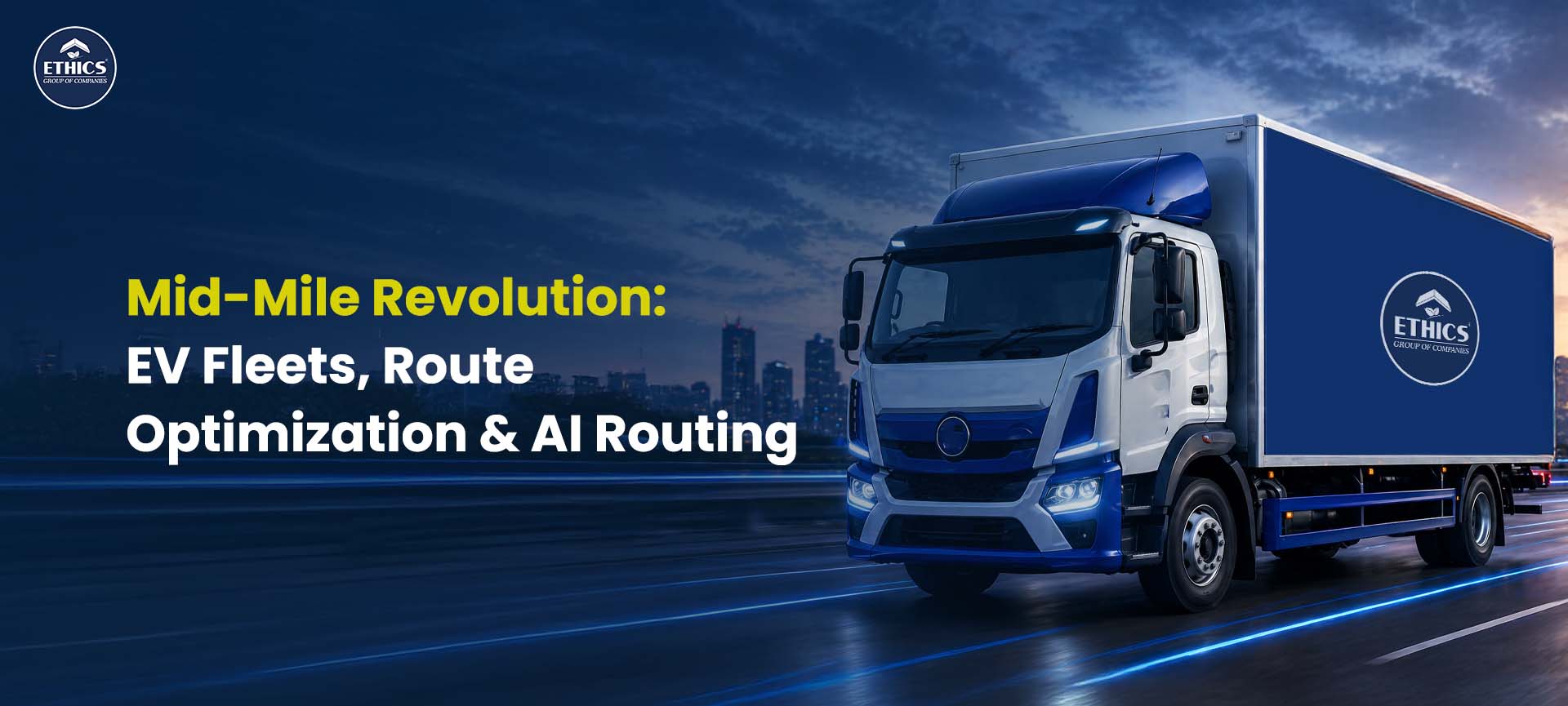 Electric delivery vehicles using AI-powered route optimization in mid-mile logistics network