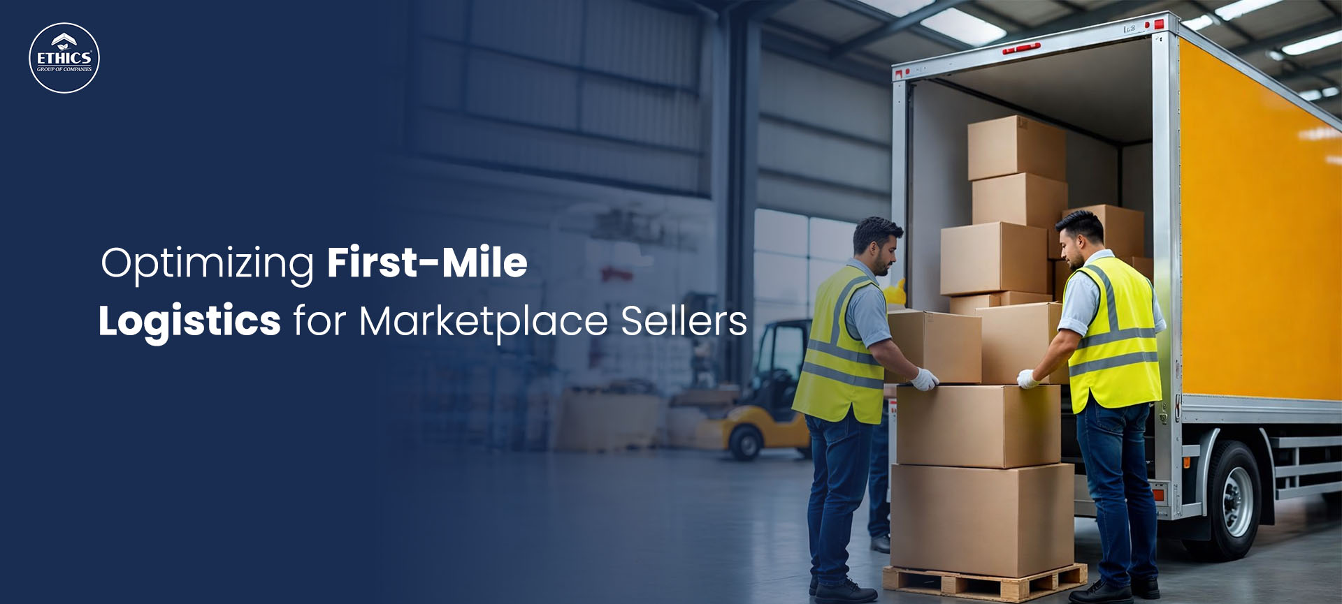 First-mile logistics optimization process showing warehouse pickup, transportation, and marketplace fulfillment flow