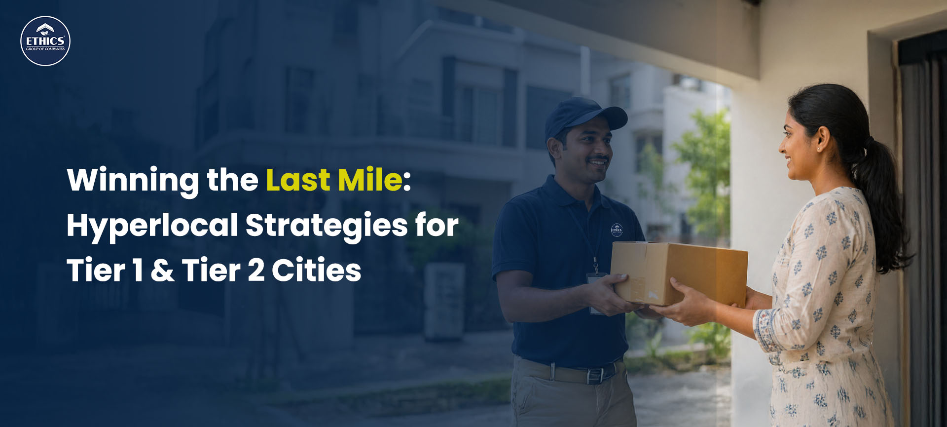 Hyperlocal last-mile delivery strategy in Tier 1 and Tier 2 cities with urban logistics network illustration