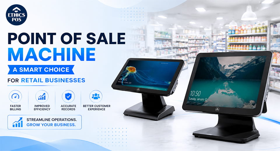 Point of sale machine in a modern retail setup displaying fast billing and inventory tracking interface