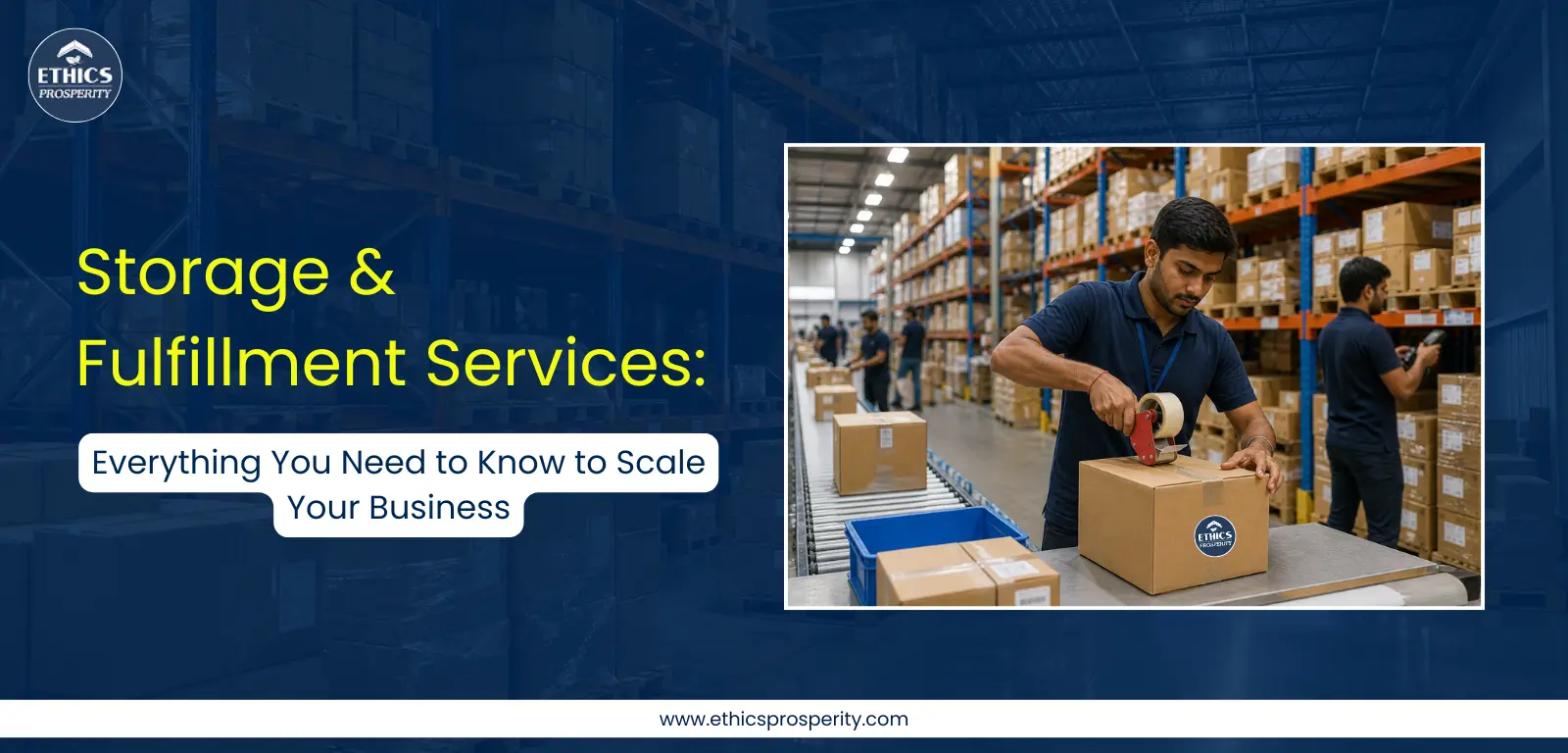Modern fulfillment warehouse with inventory storage
