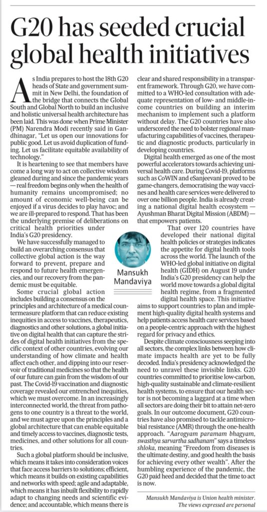 G20 has seeded crucial global health initiatives